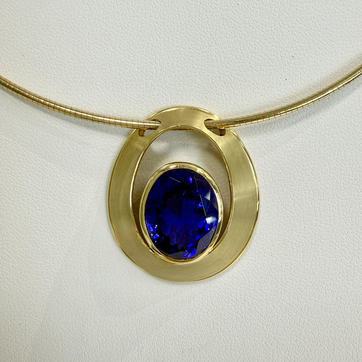 Estate Tanzanite Omega Chain Slider Pendant Necklace 18k