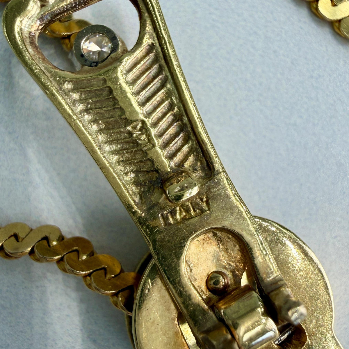 Vintage Lariat Zipper "Y" Diamond Necklace 14k Yellow Gold