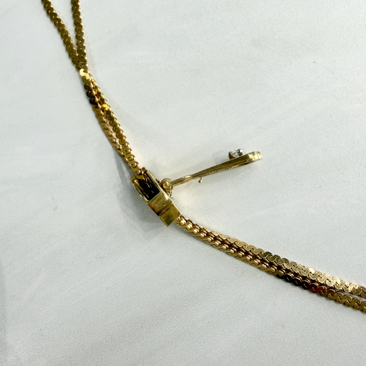 Vintage Lariat Zipper "Y" Diamond Necklace 14k Yellow Gold