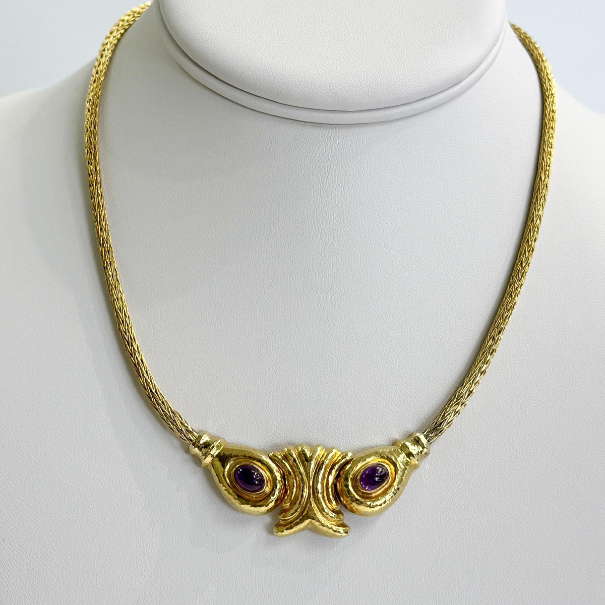 Vintage LALAoUNIS Byzantine Revival Amethyst Necklace 18k Yellow Gold