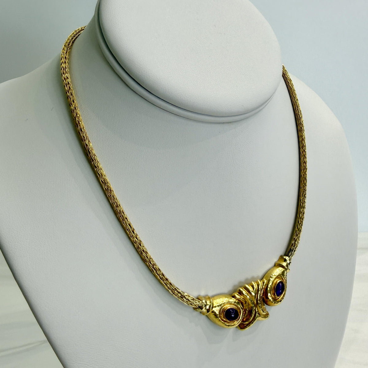 Vintage LALAoUNIS Byzantine Revival Amethyst Necklace 18k Yellow Gold