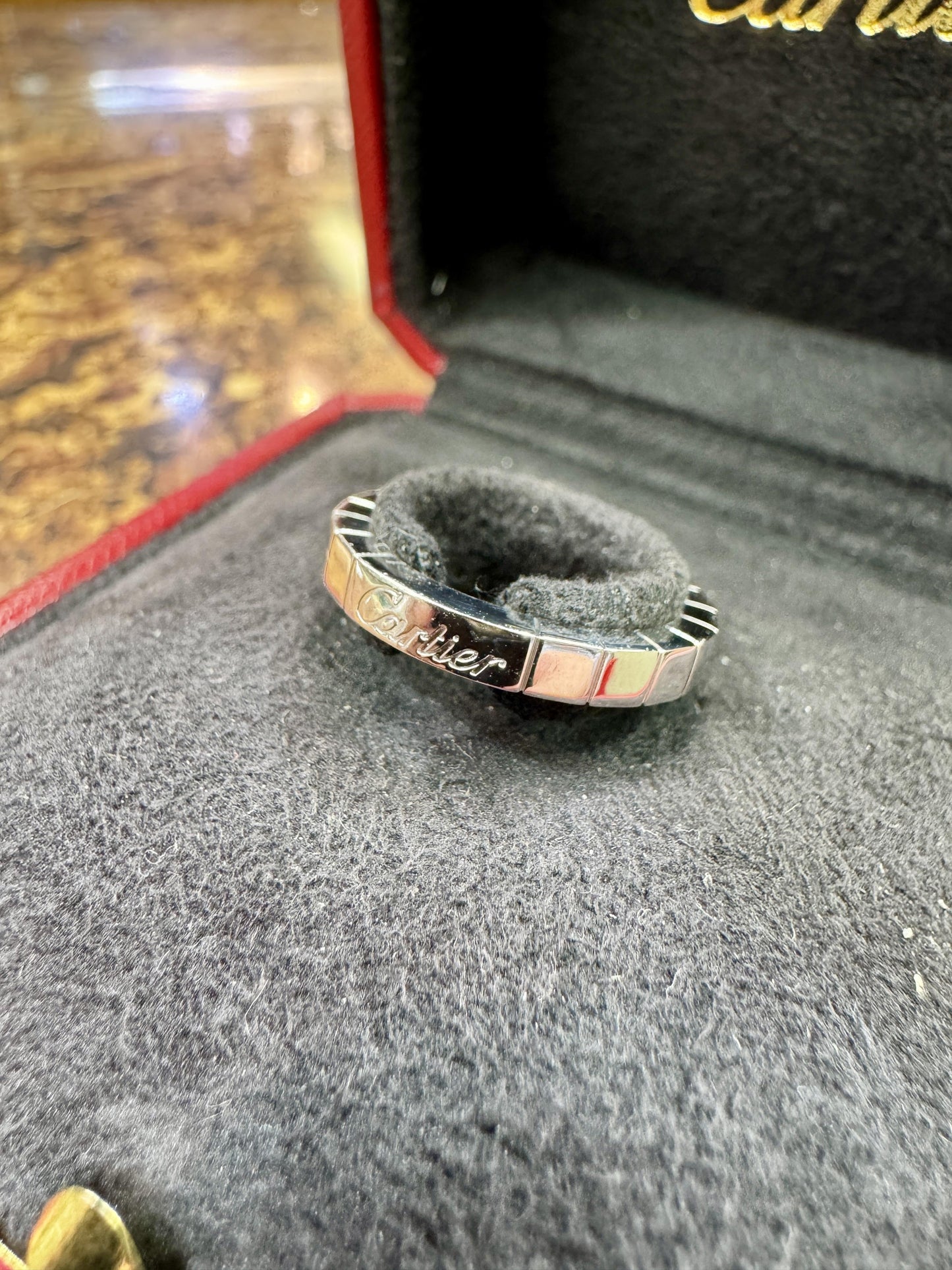 Cartier Lanieres 18k White Gold 3mm Wide Band Ring Size 52-US 6