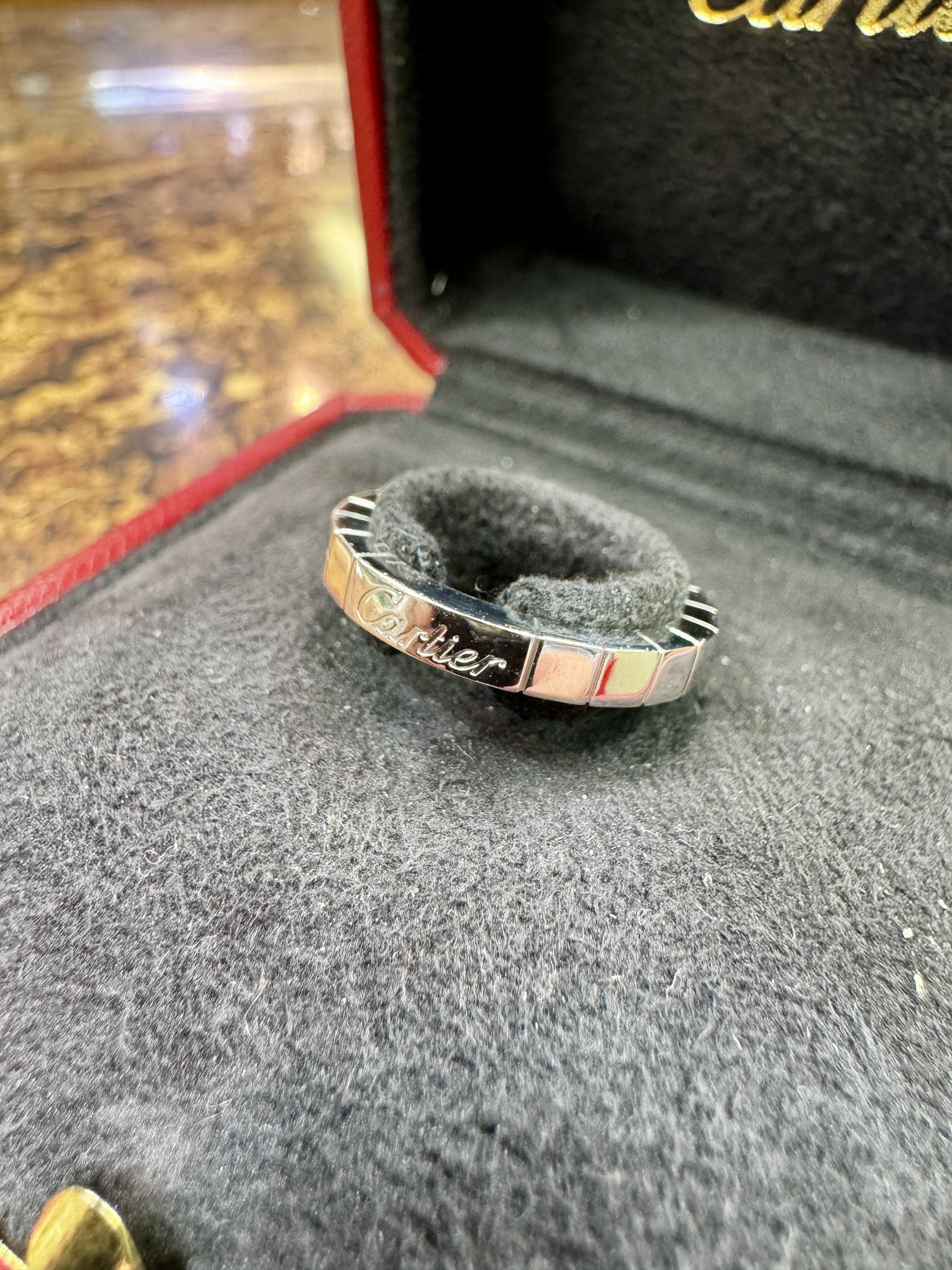 Cartier Lanieres 18k White Gold 3mm Wide Band Ring Size 52-US 6