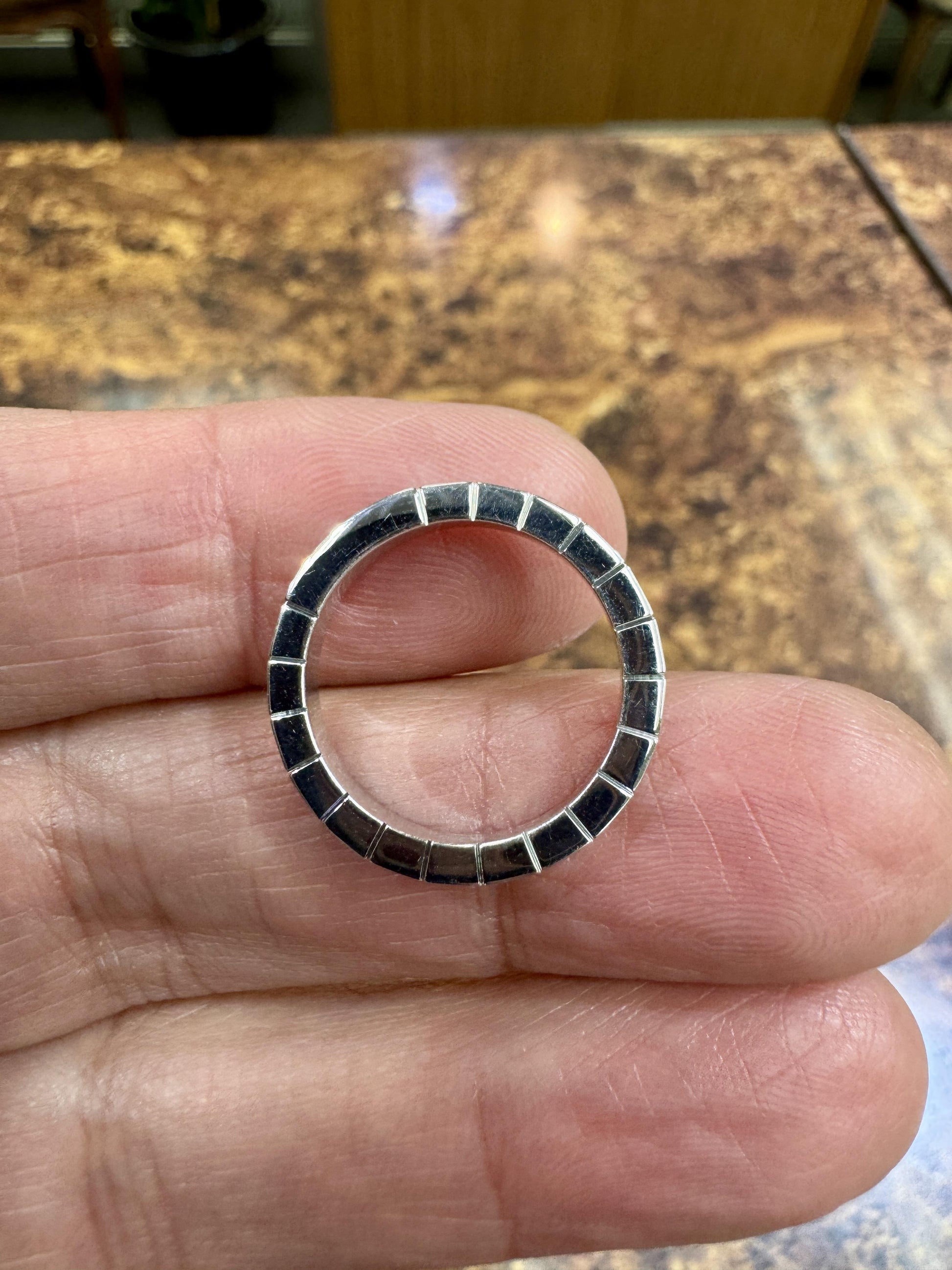 Cartier Lanieres 18k White Gold 3mm Wide Band Ring Size 52-US 6