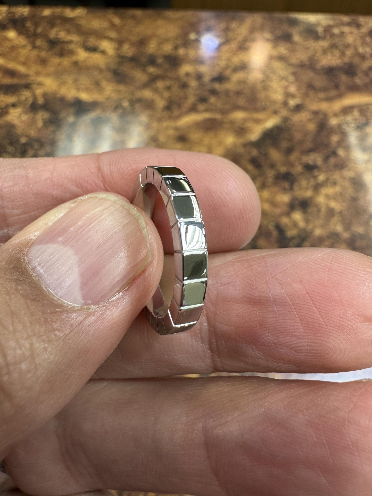 Cartier Lanieres 18k White Gold 3mm Wide Band Ring Size 52-US 6