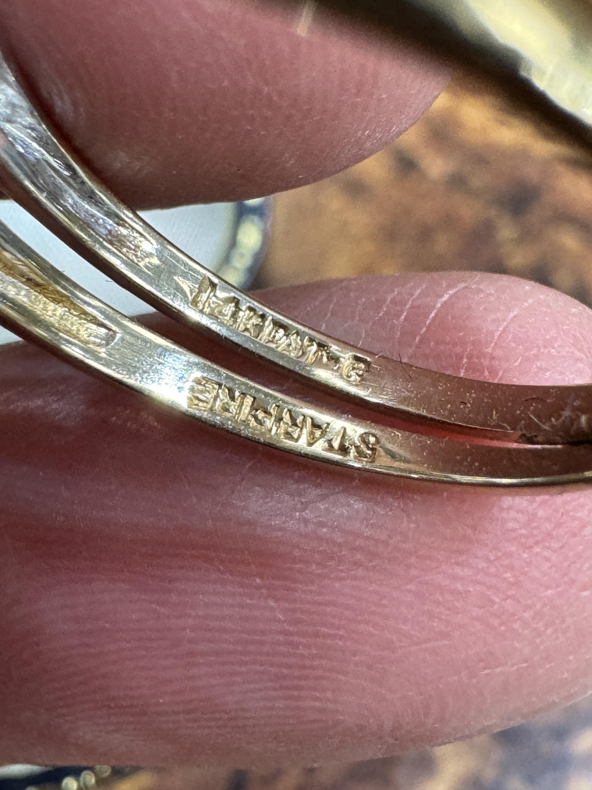 14k Gold Diamond Wedding Bang Set by Starfire Mid Century.