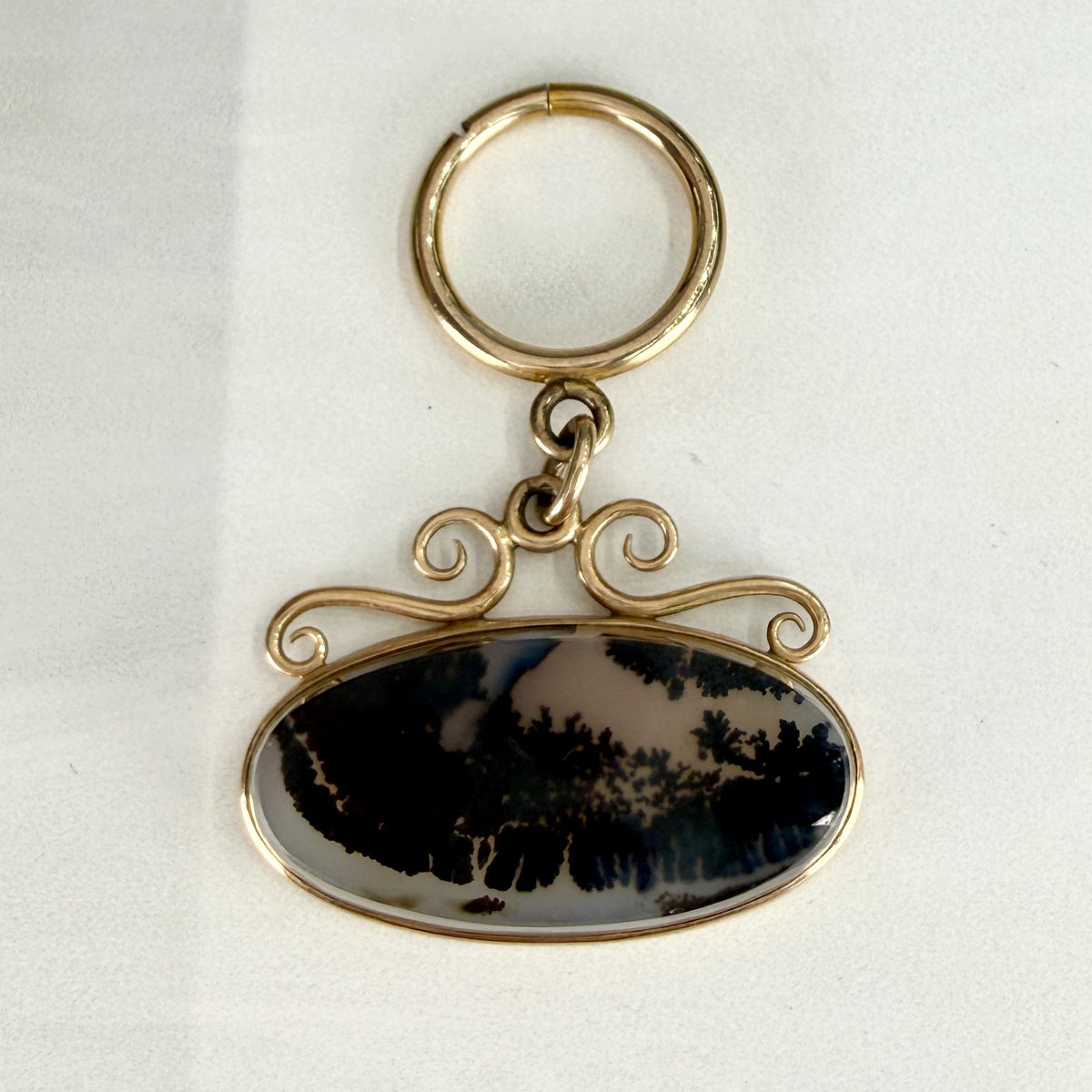 1890's Victorian Dendritic Moss Agate Fob Pendant 14k/Gold Filled