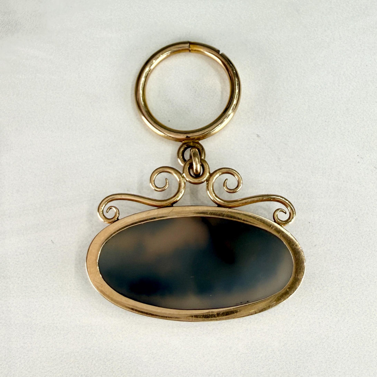 1890's Victorian Dendritic Moss Agate Fob Pendant 14k/Gold Filled