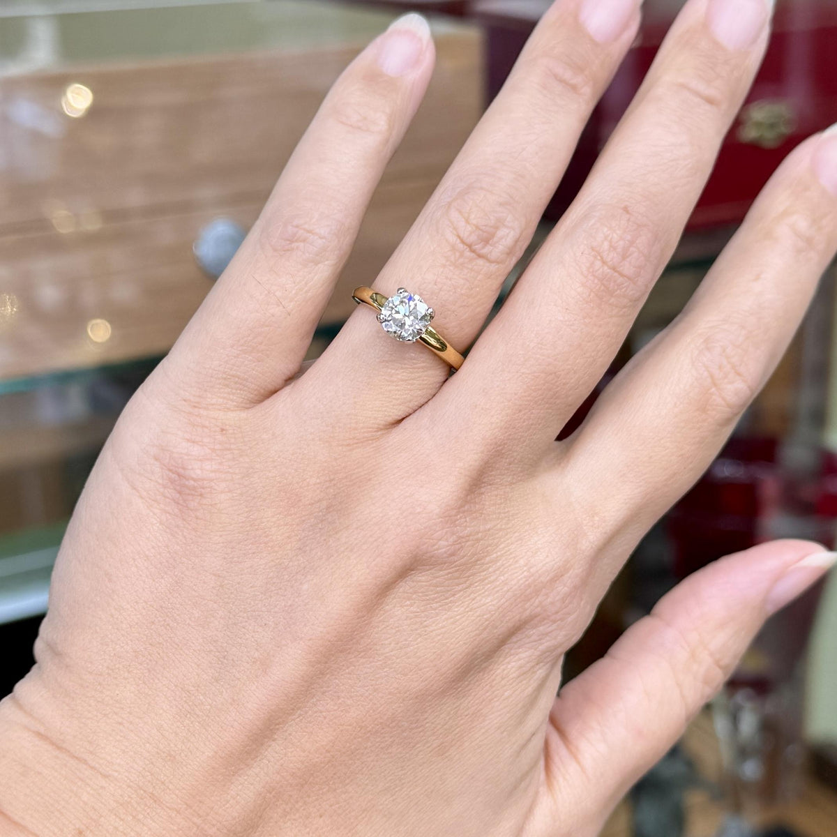 1940's Vintage GIA Transitional Cut Diamond Engagement Ring 18k/Platinum