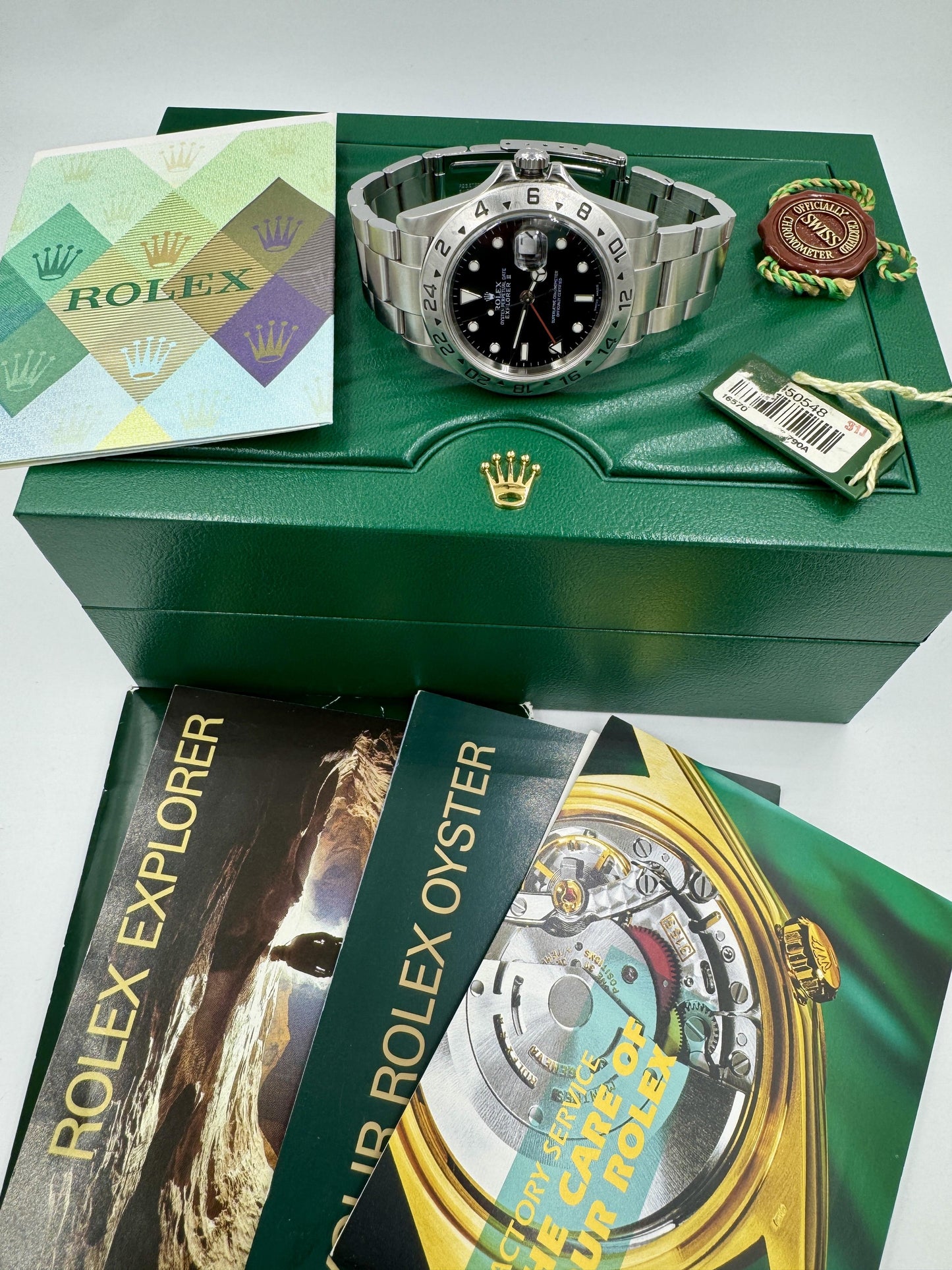 Full Set Rolex Explorer 16570 Black Dial Box And Papers F-Serial No Holes Case