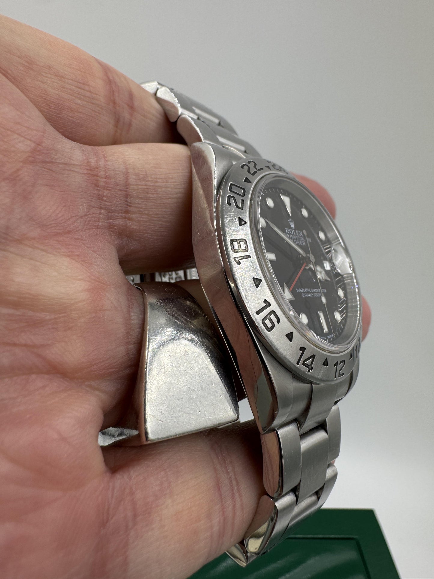 Full Set Rolex Explorer 16570 Black Dial Box And Papers F-Serial No Holes Case