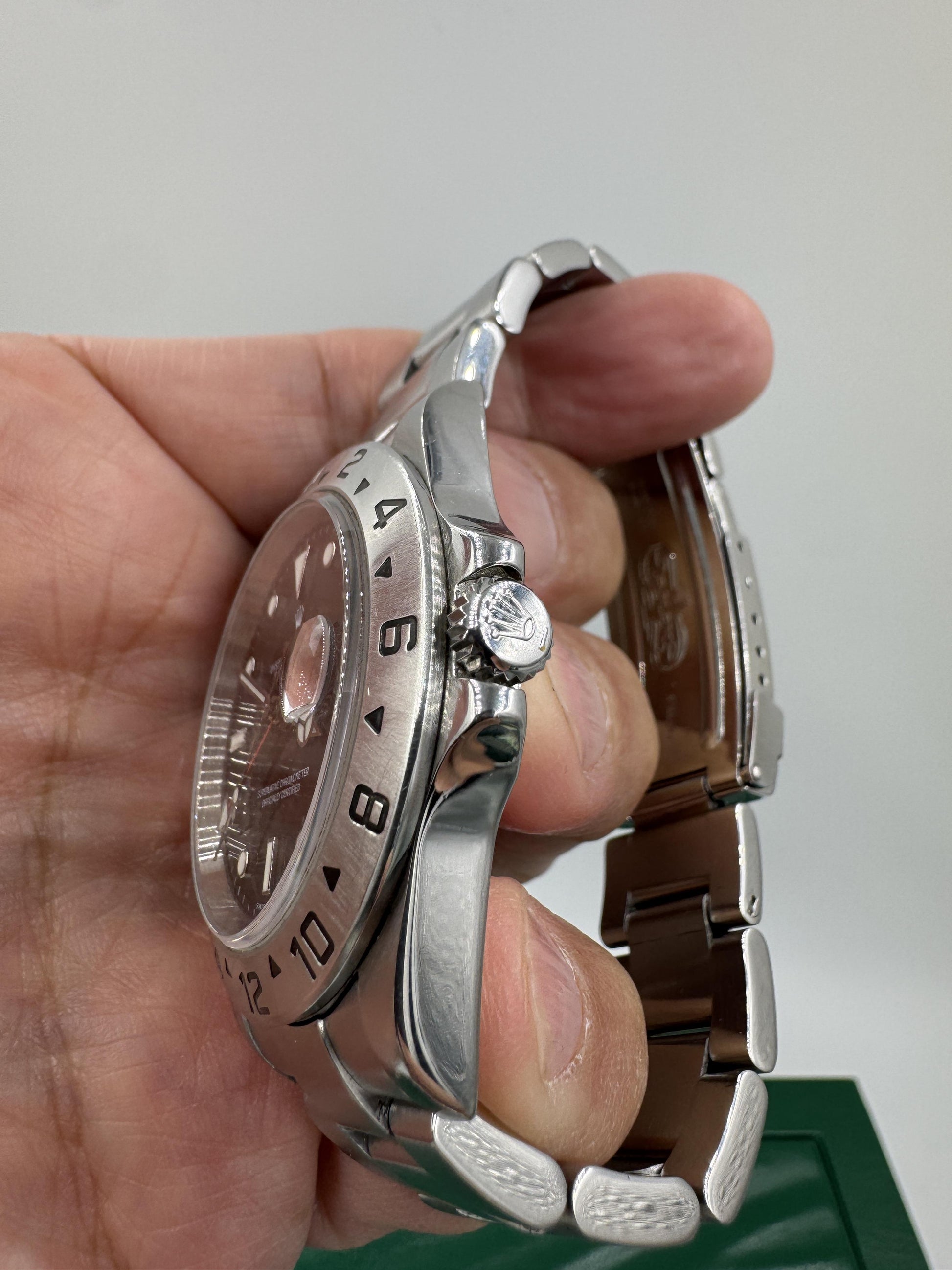 Full Set Rolex Explorer 16570 Black Dial Box And Papers F-Serial No Holes Case