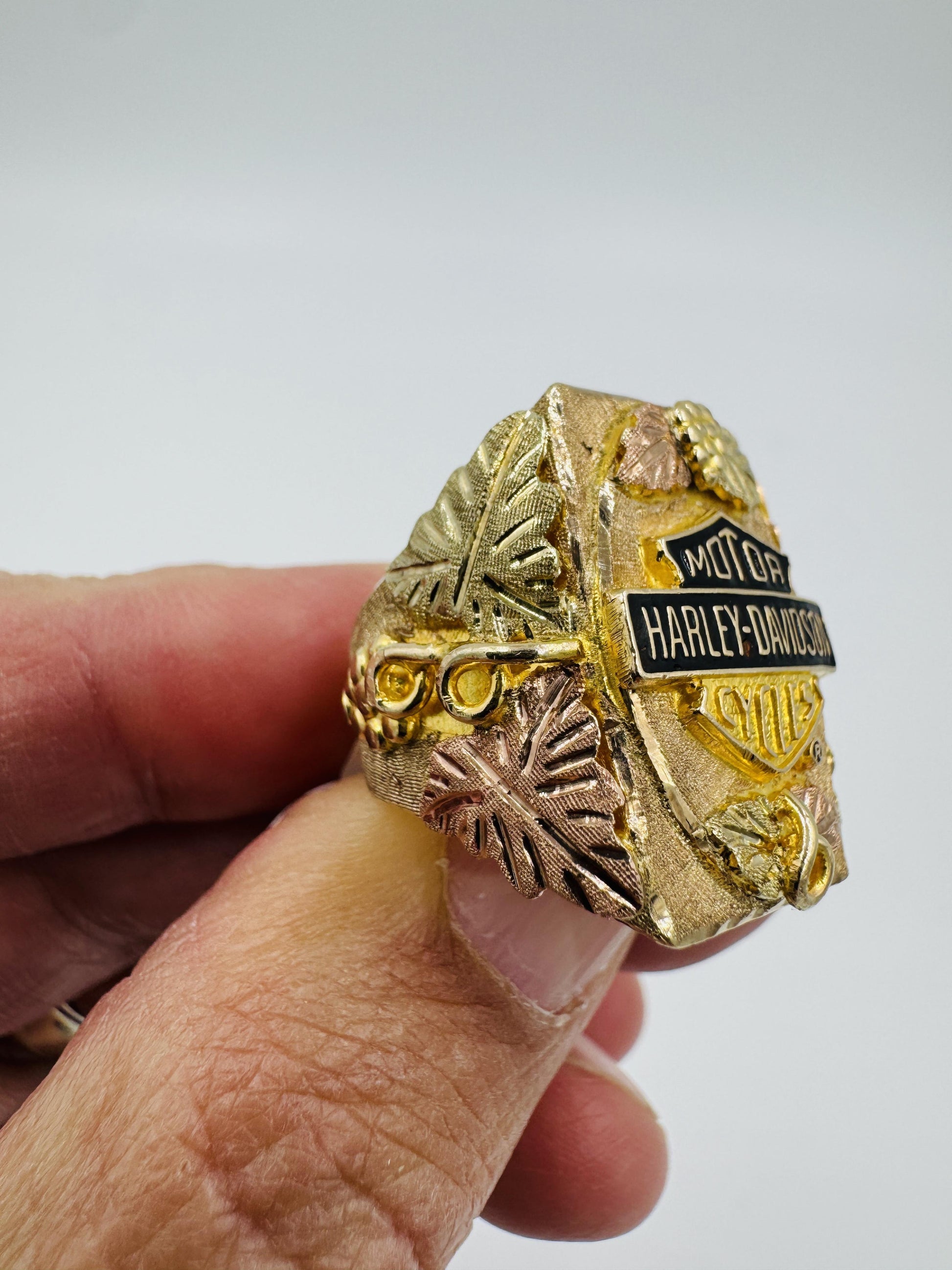 Vintage Harley Davidson Black Hills Gold Ring