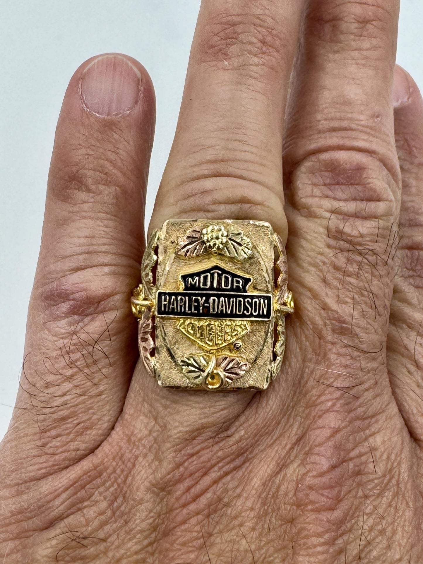 Vintage Harley Davidson Black Hills Gold Ring