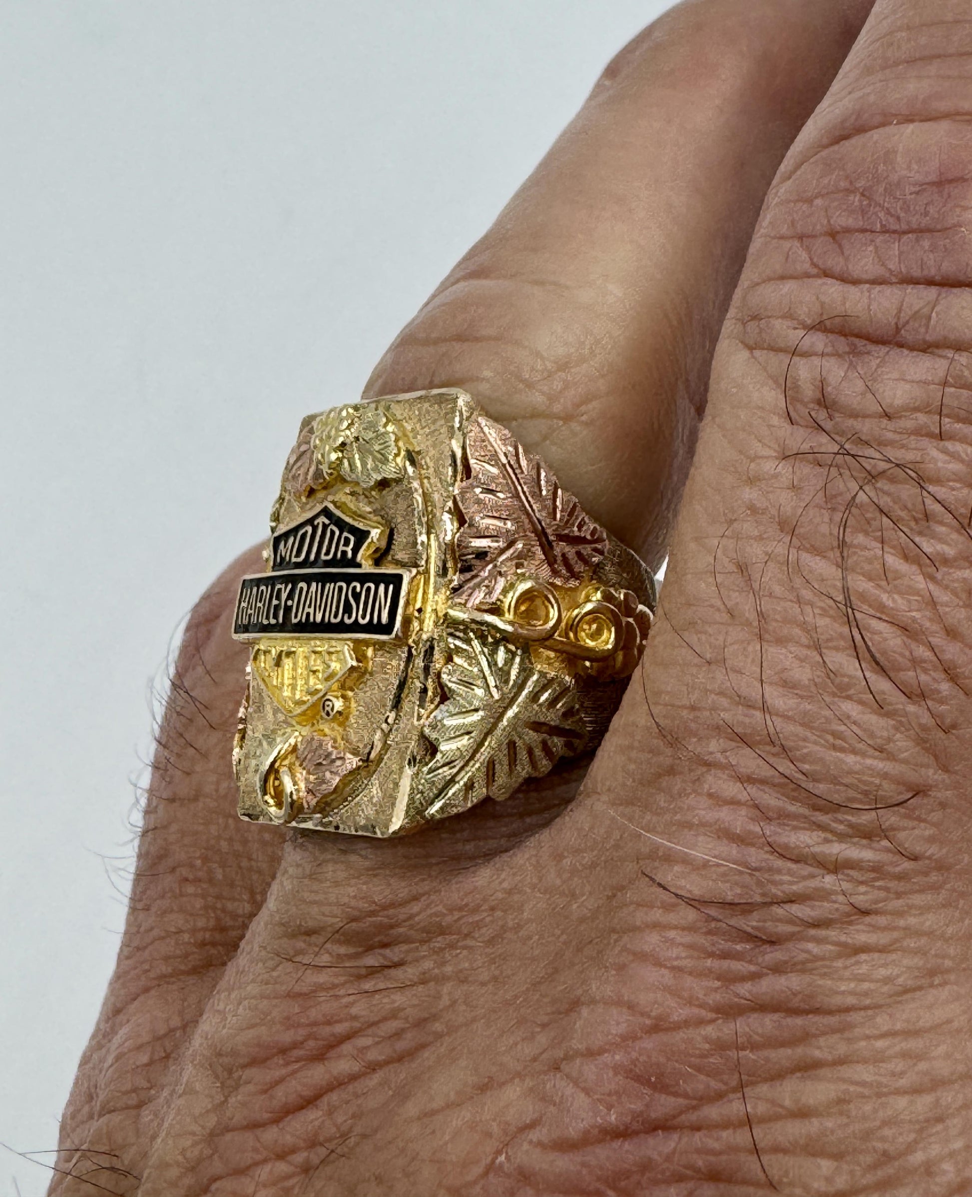 Vintage Harley Davidson Black Hills Gold Ring