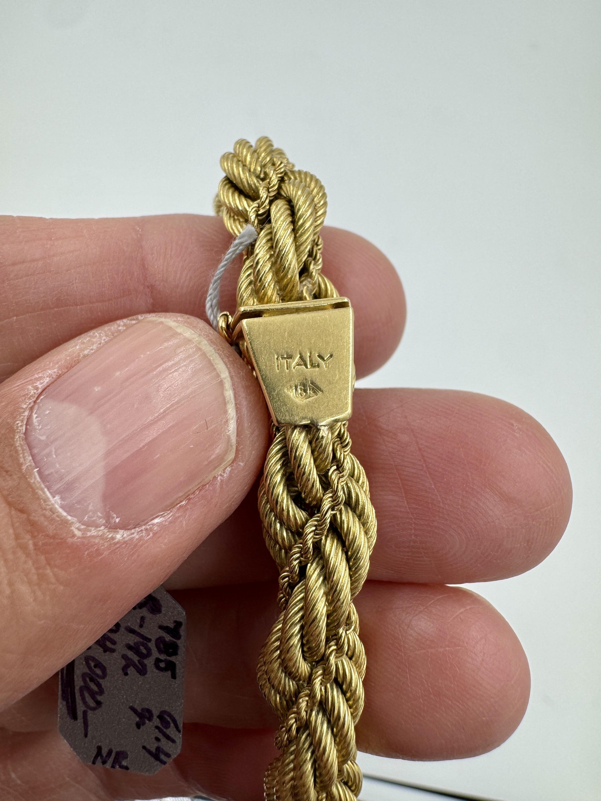 Estate 18k Gold Fancy Rope Chain Graduated 18" Circa 1960's