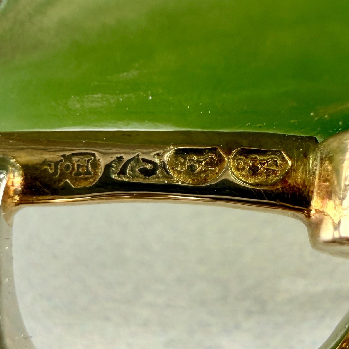 1960's Jul. Hugler Lily of the Valley Jade & Rock Crystal Diamond Earrings 18k