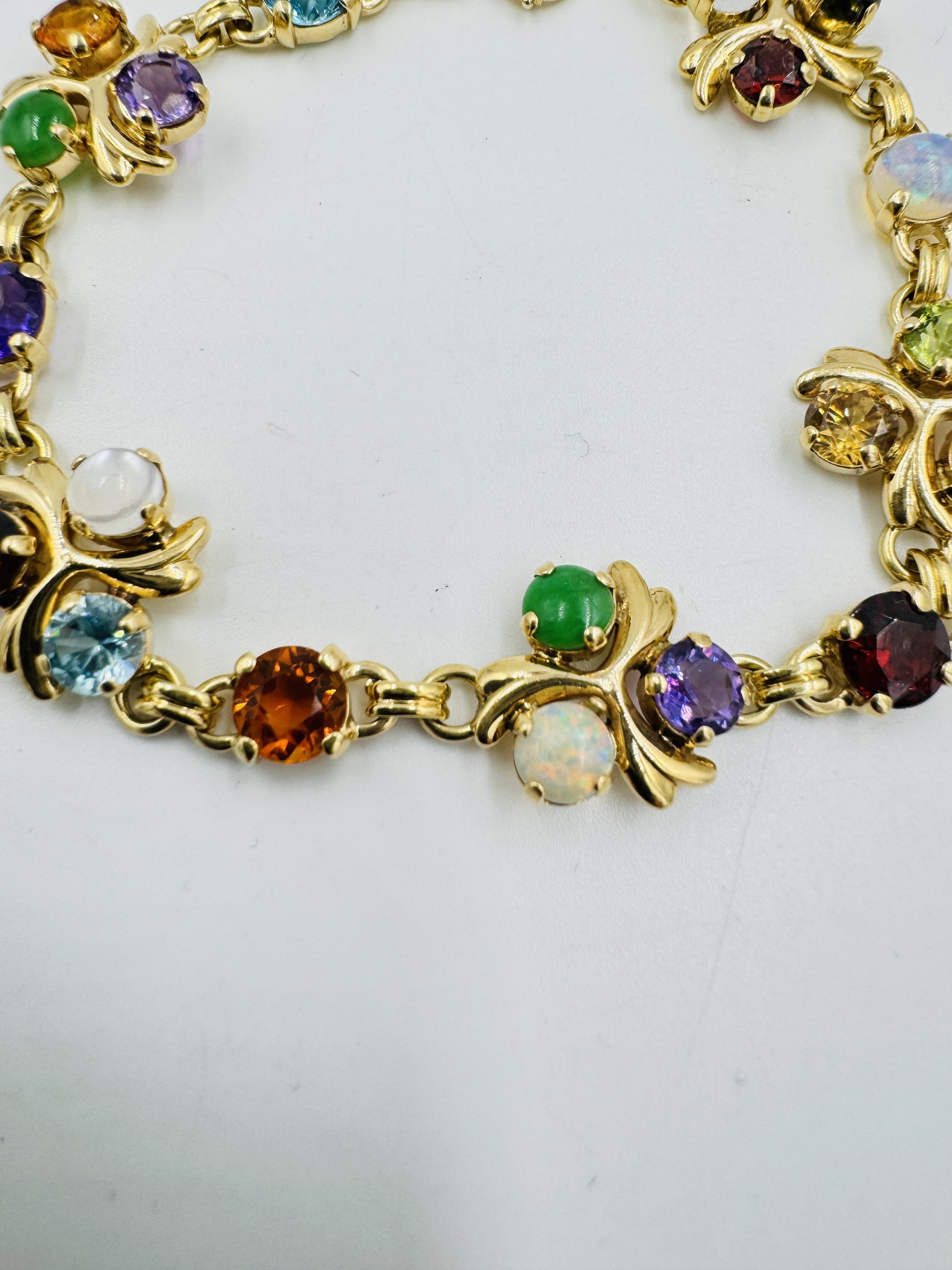 1950's 14k gold Multi Gemstone Bracelet 7 1/4"