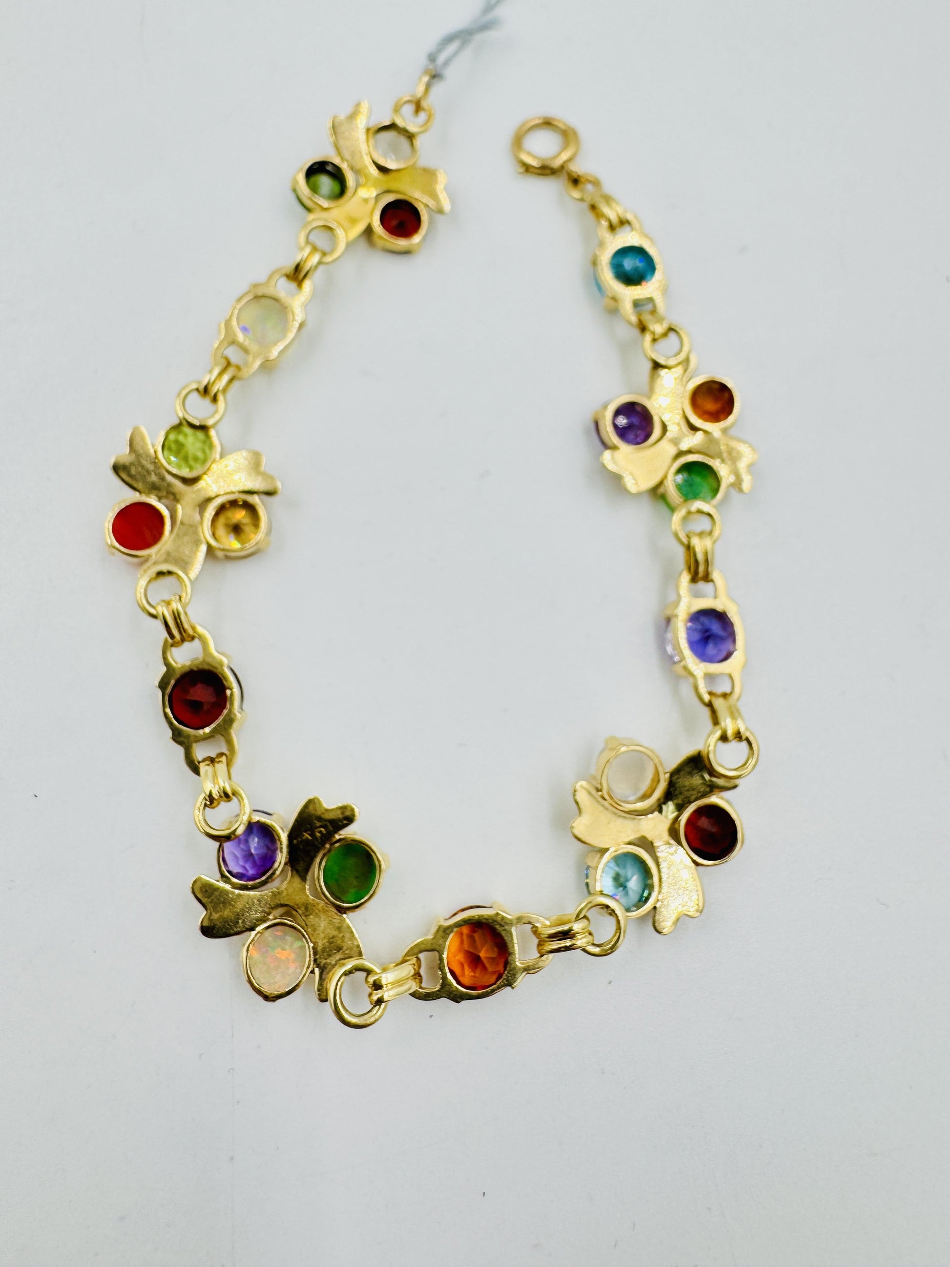 1950's 14k gold Multi Gemstone Bracelet 7 1/4"