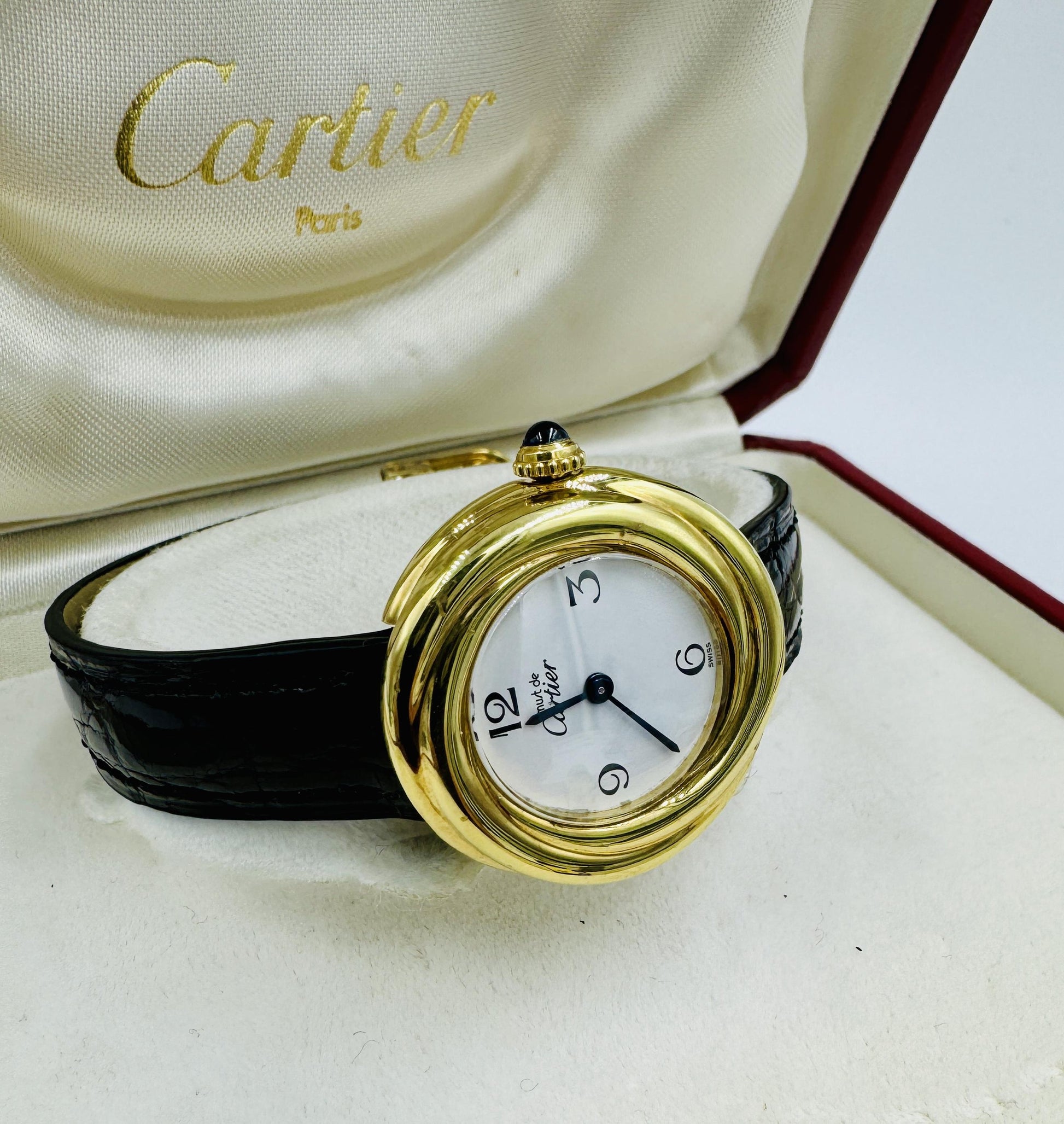 Cartier Must De Vermeil Trinity Watch Quartz Lady 27mm Argent 925