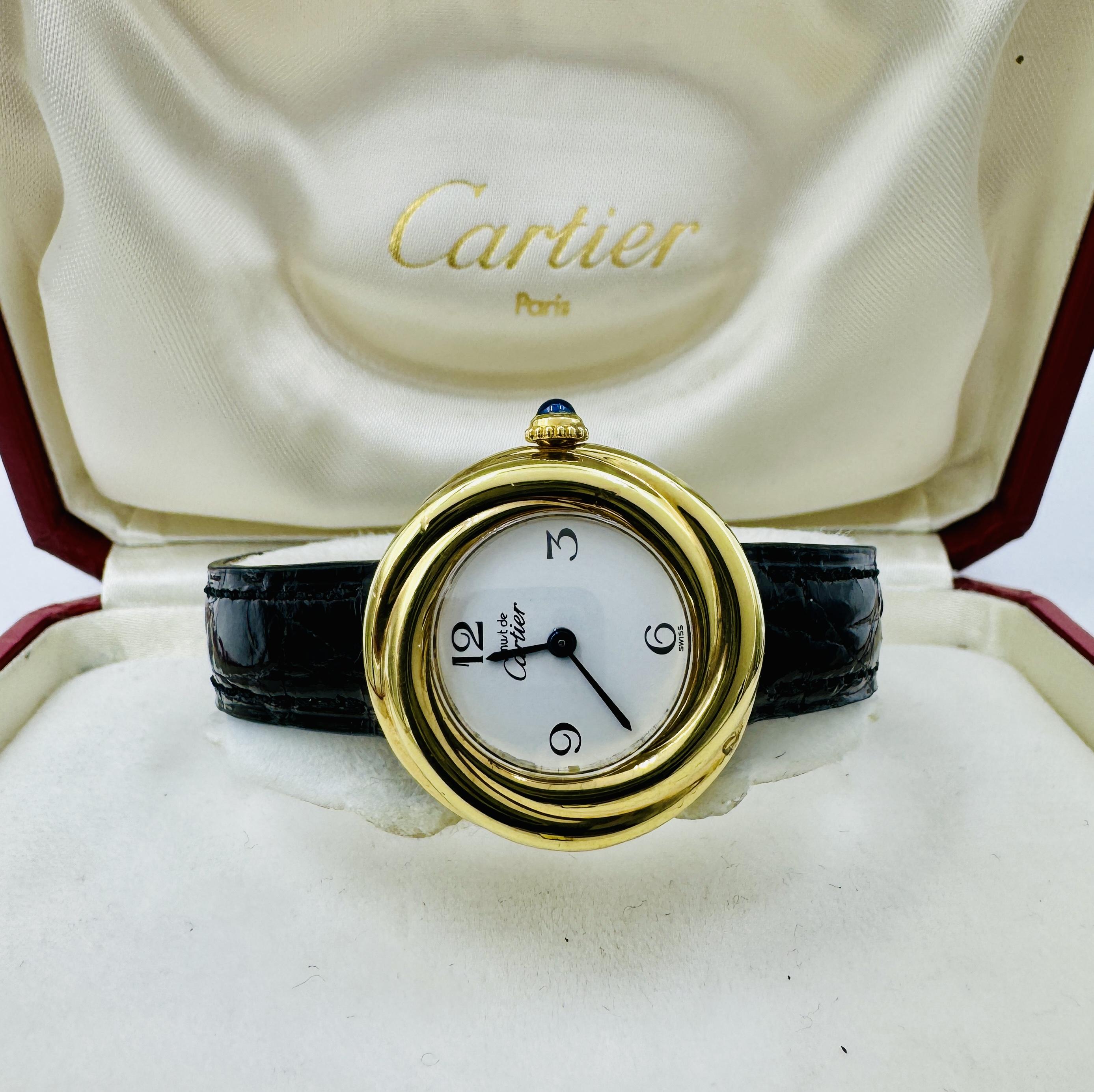 Cartier Must De Vermeil Trinity Watch Quartz Lady 27mm Argent 925