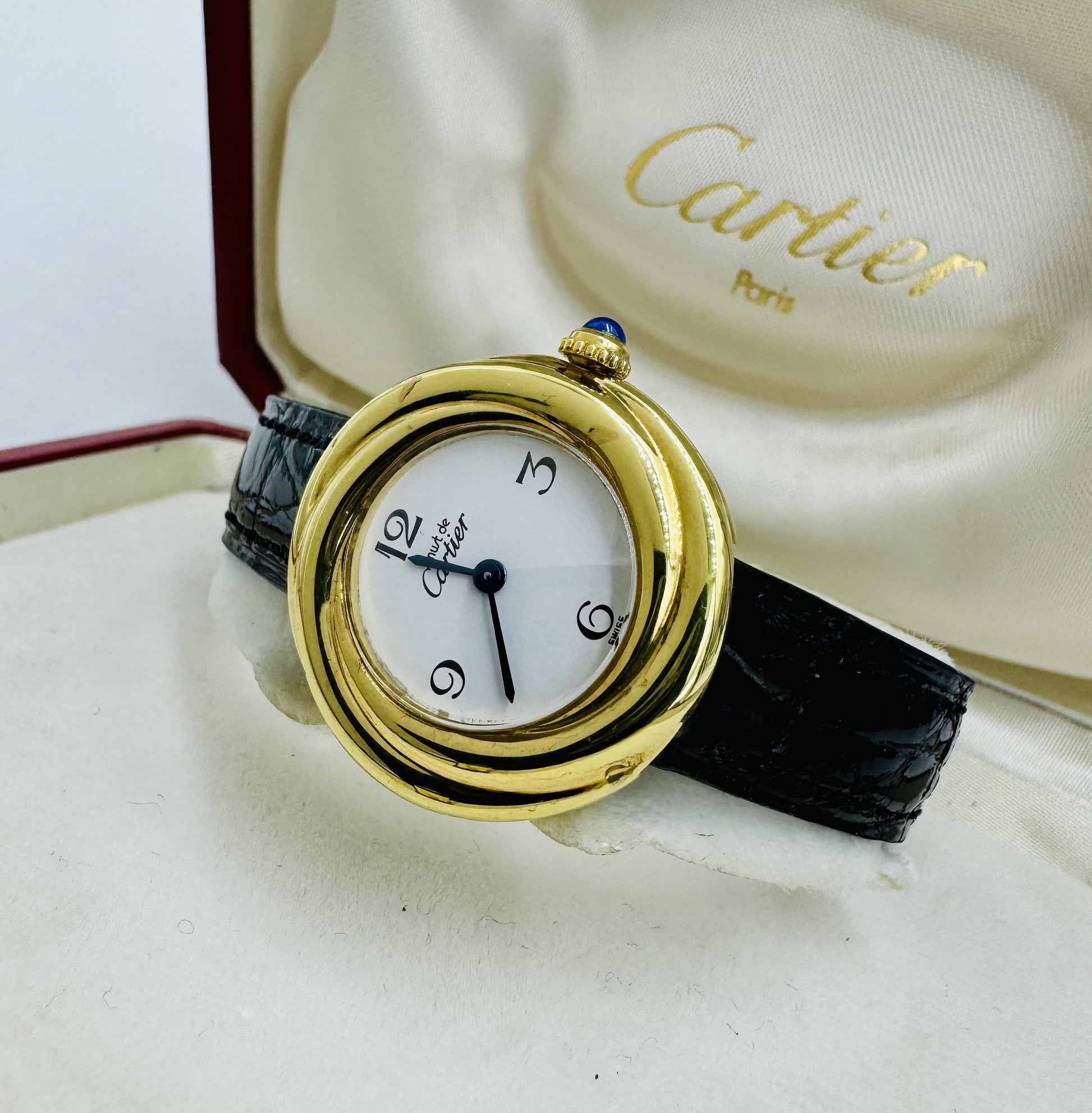 Cartier Must De Vermeil Trinity Watch Quartz Lady 27mm Argent 925