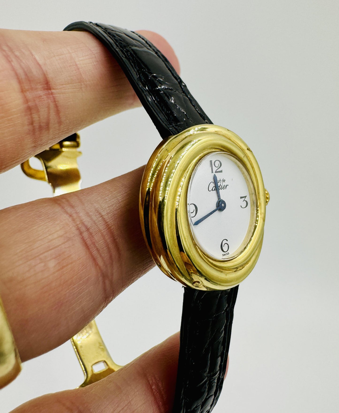 Cartier Must De Vermeil Trinity Watch Quartz Lady 27mm Argent 925