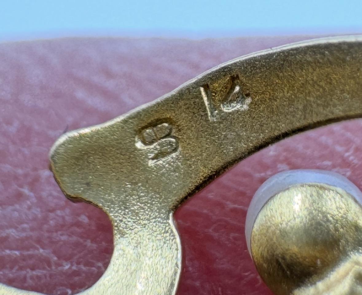 Art Nouveau 14k gold Signed Pearl Brooch Pin