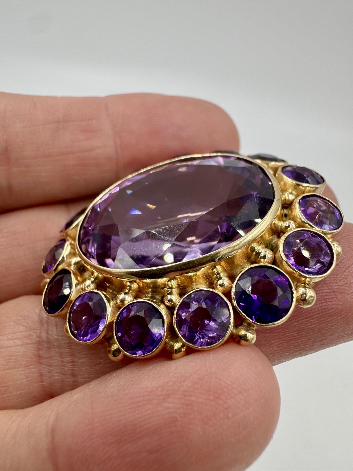 Vintage 1950's 14k Gold Amethyst Brooch Pendant Combo