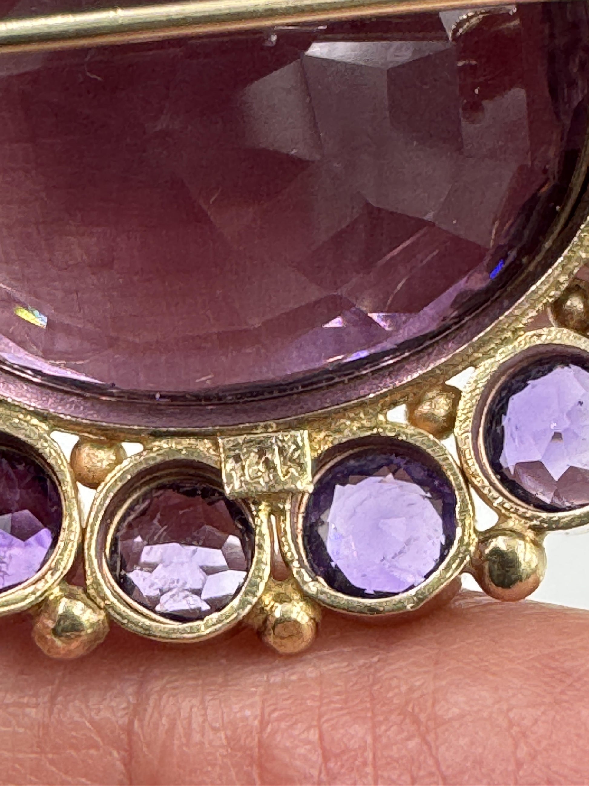Vintage 1950's 14k Gold Amethyst Brooch Pendant Combo