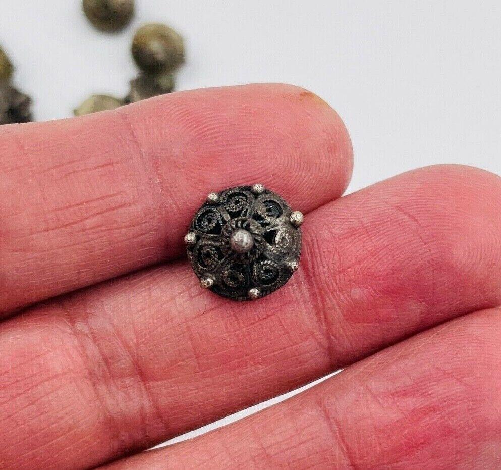 Incredible Hallmarked Antique Dutch Silver Cloak Button Buttons set of 8