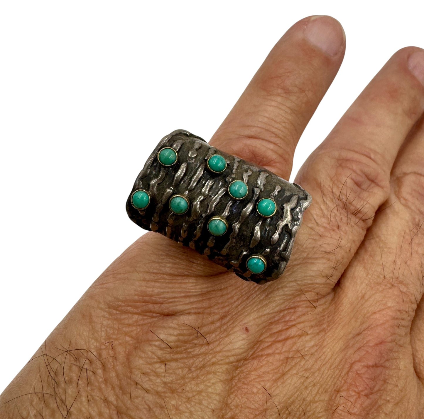 Zuni 14k Sterling Silver Turquoise Ring Native American