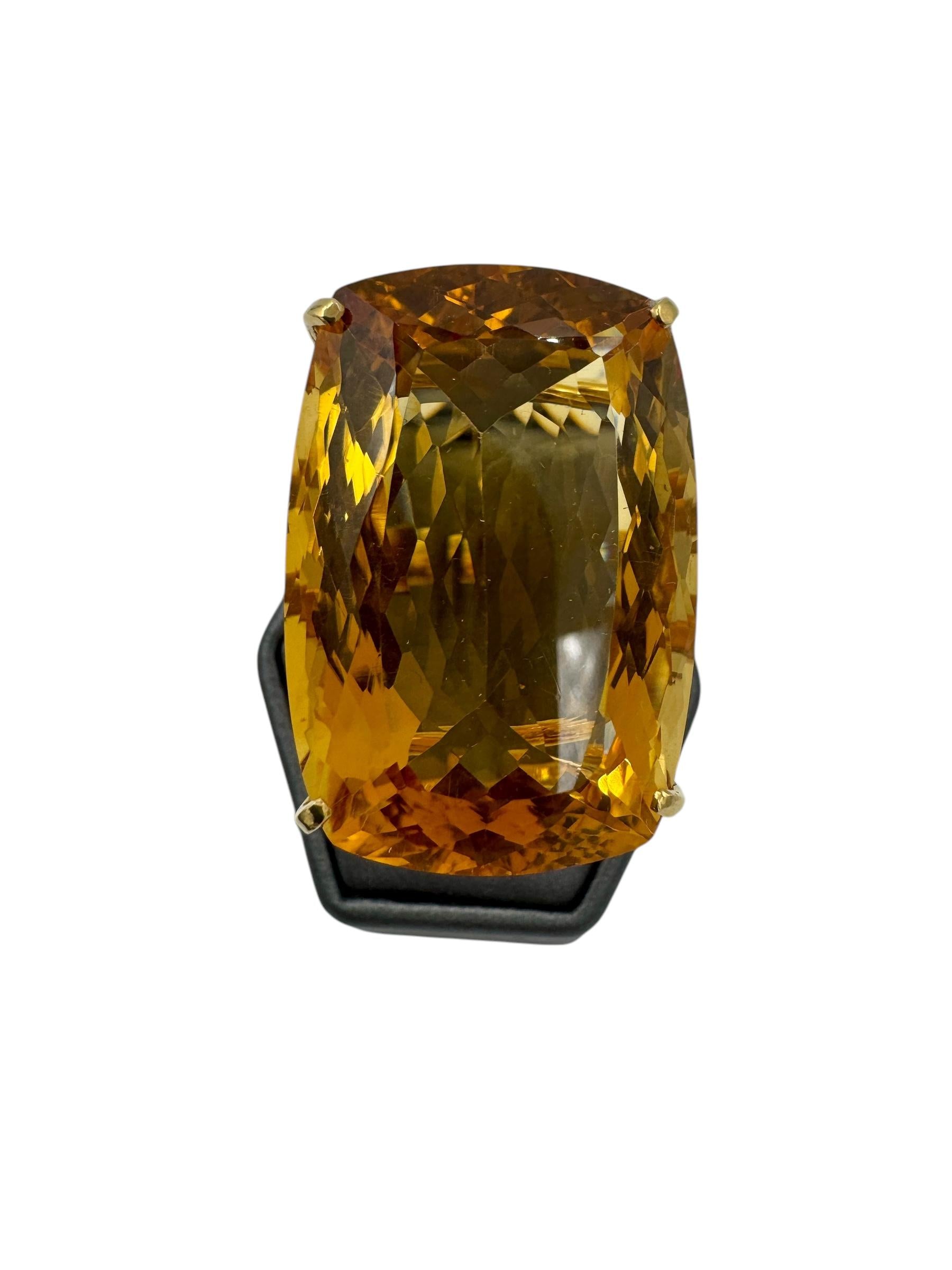 Massive 70cts Citrine 18k gold Cocktail Ring