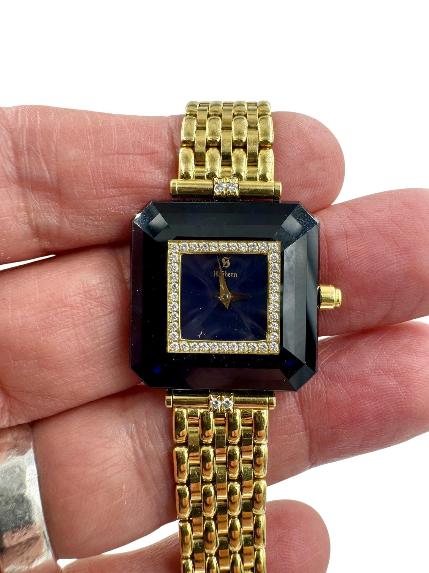 H. Stern 18k Gold Blue Sapphire and Diamond Watch
