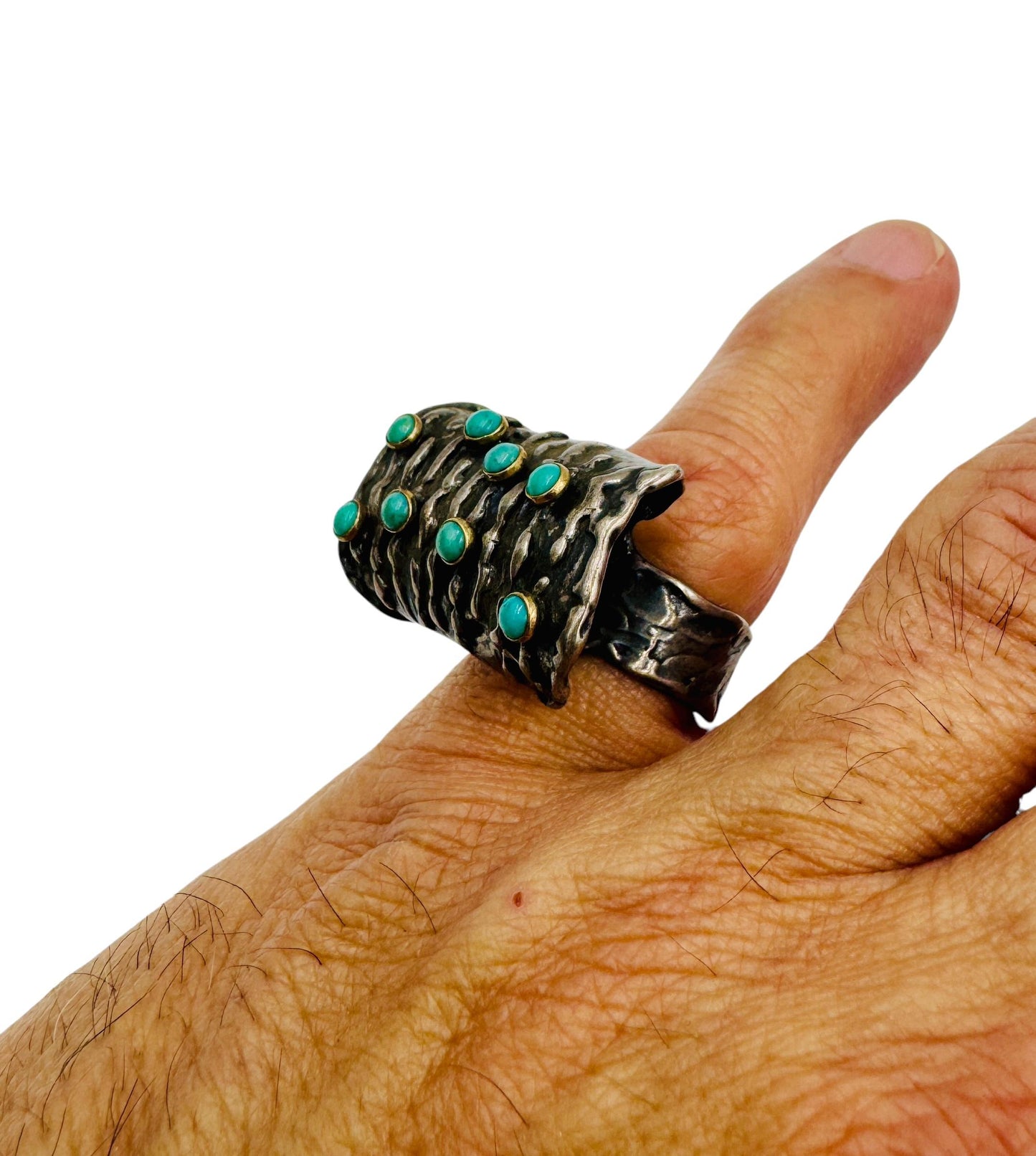 Zuni 14k Sterling Silver Turquoise Ring Native American