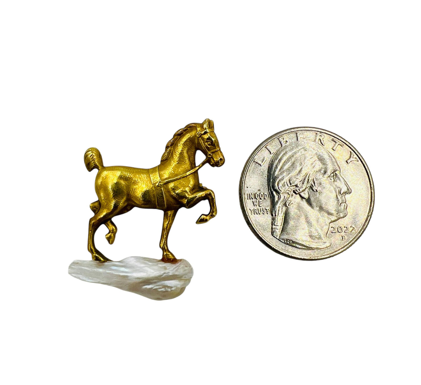 Art Nouveau Yellow Gold Horse On A Pearl Rock Brooch Circa 1900