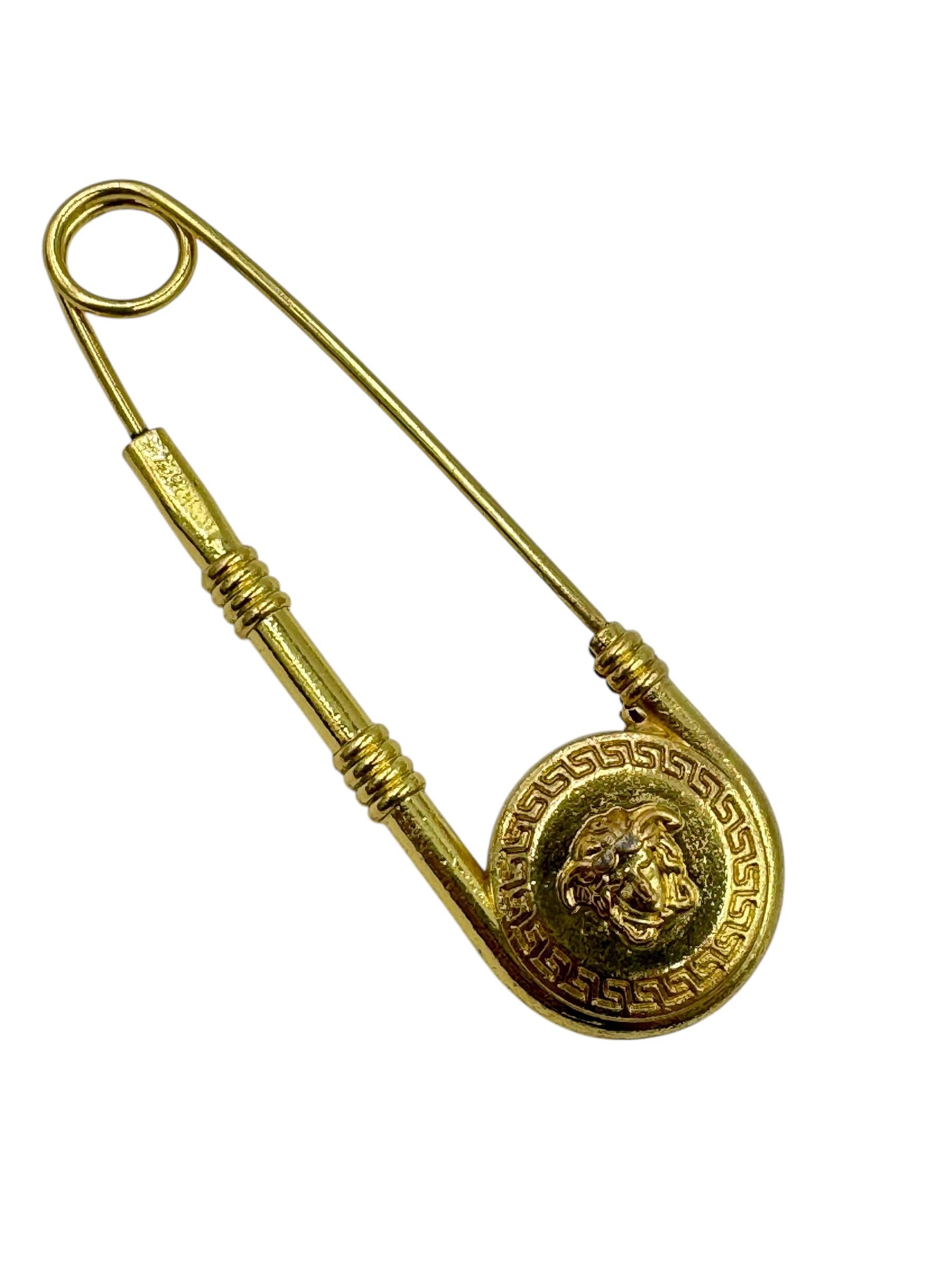 Gianni Versace Medusa Safety Pin Brooch large 3"