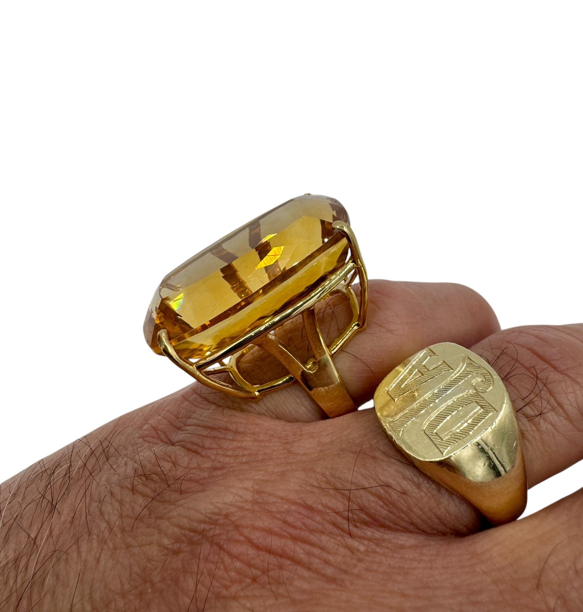 Massive 70cts Citrine 18k gold Cocktail Ring