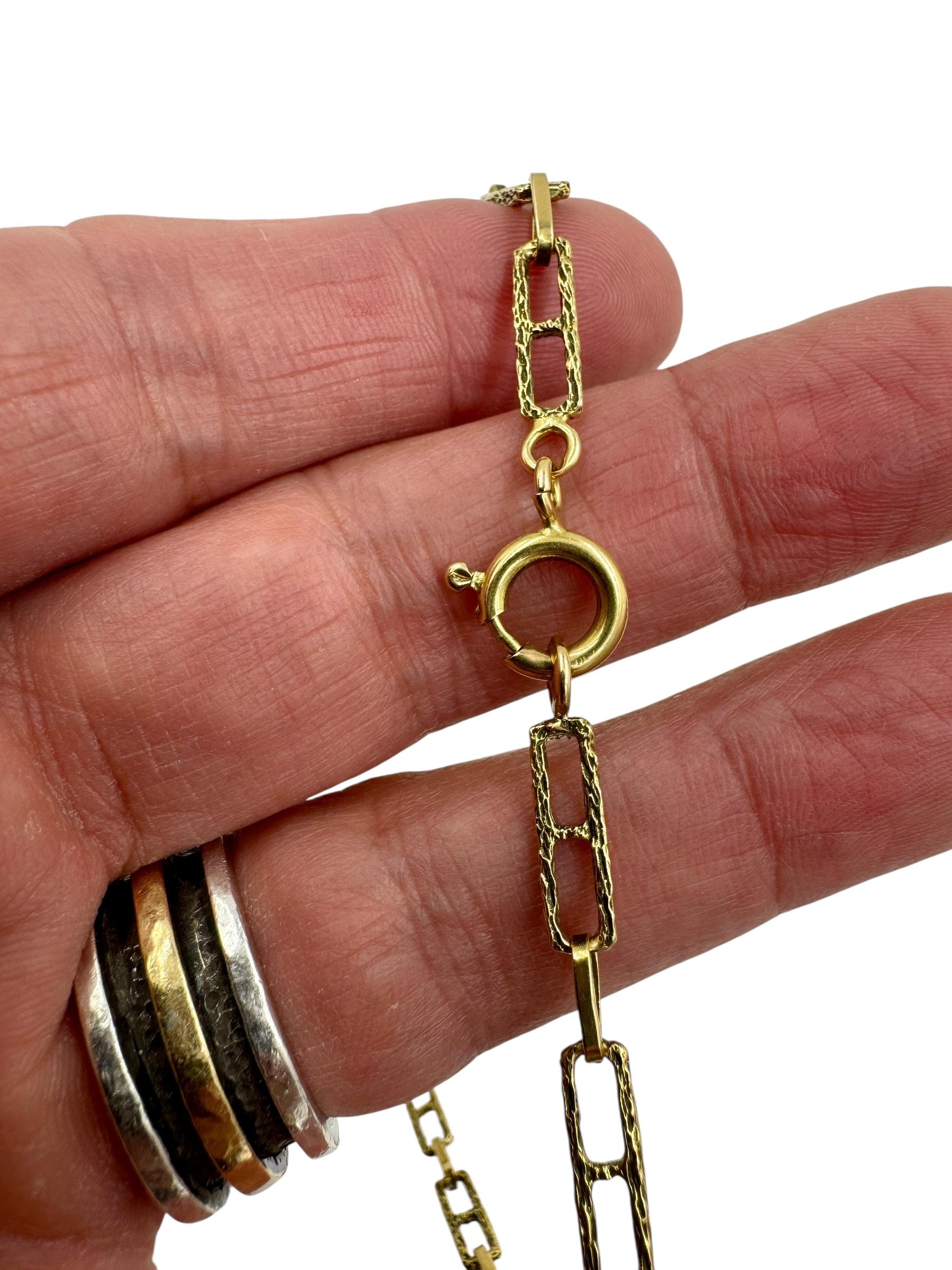 Vintage 18k Gold Italian Textured fancy Link Chain Necklace 30"