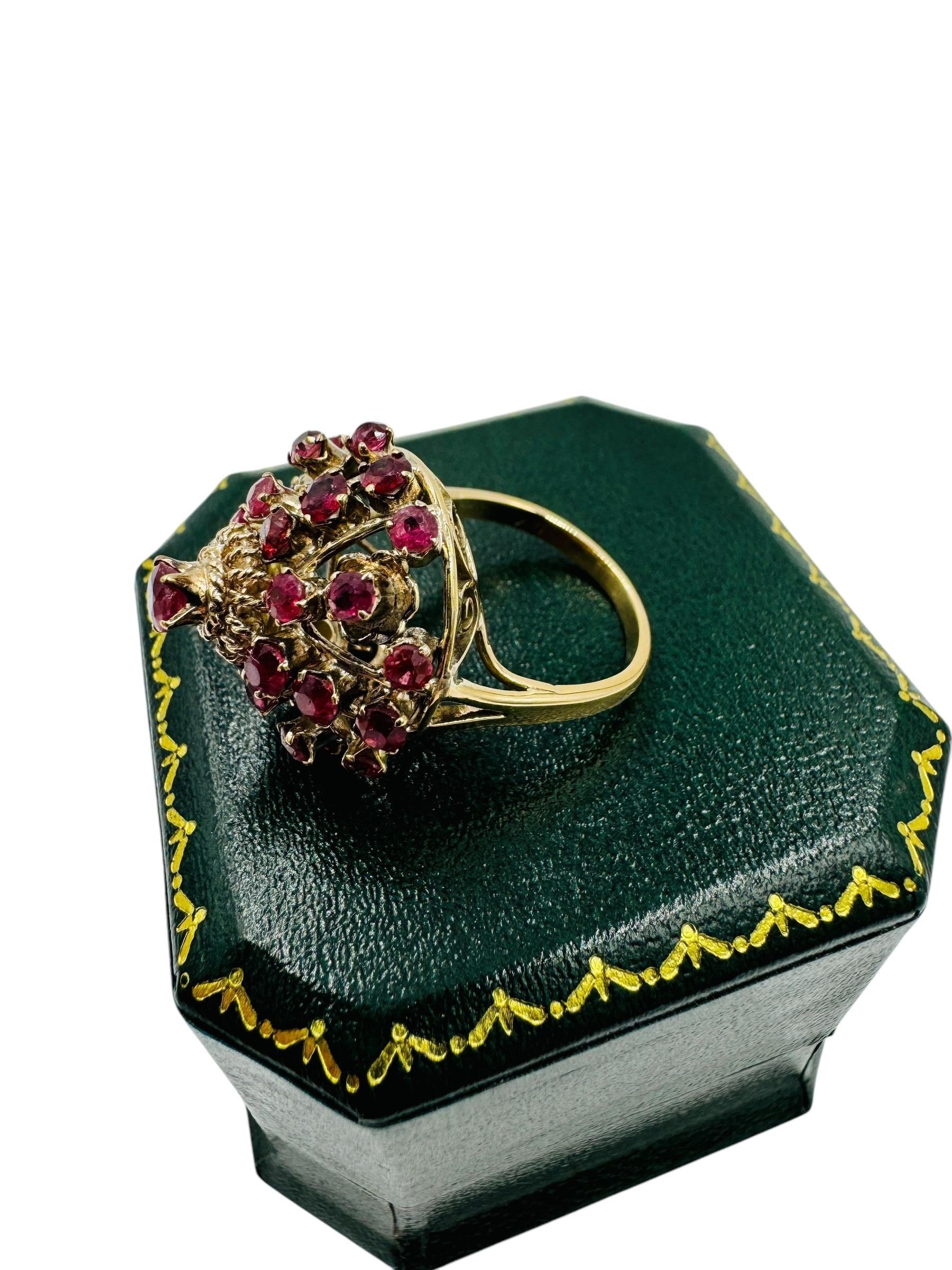 Vintage 14k Yellow Gold Princess Thai Ruby Dome ring