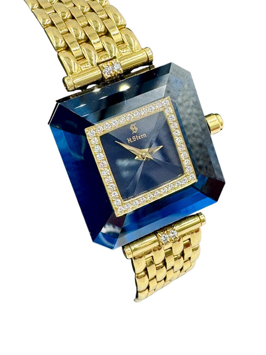 H. Stern 18k Gold Blue Sapphire and Diamond Watch