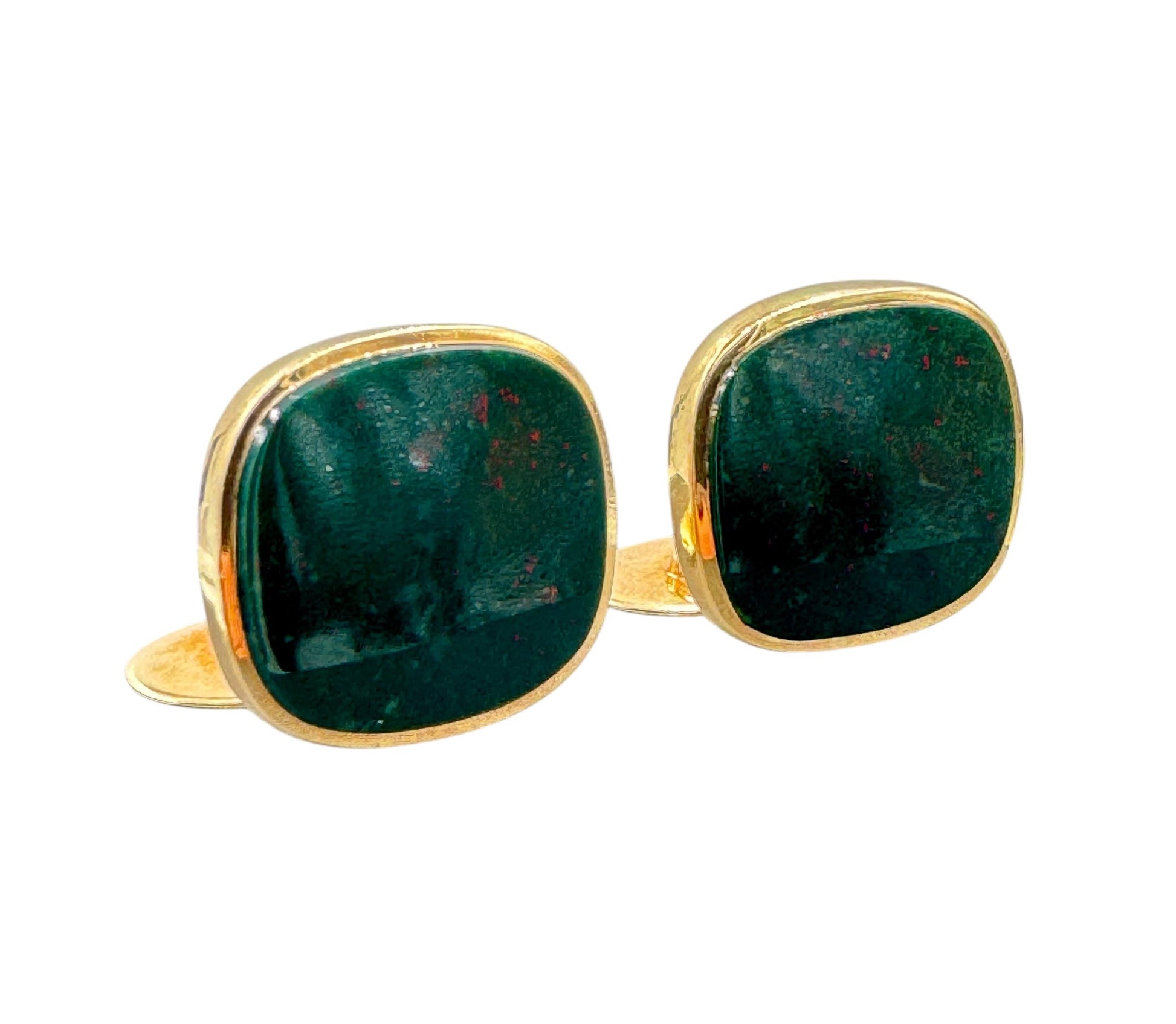 Art Deco 14k Gold Austrian Bloodstone Cufflinks