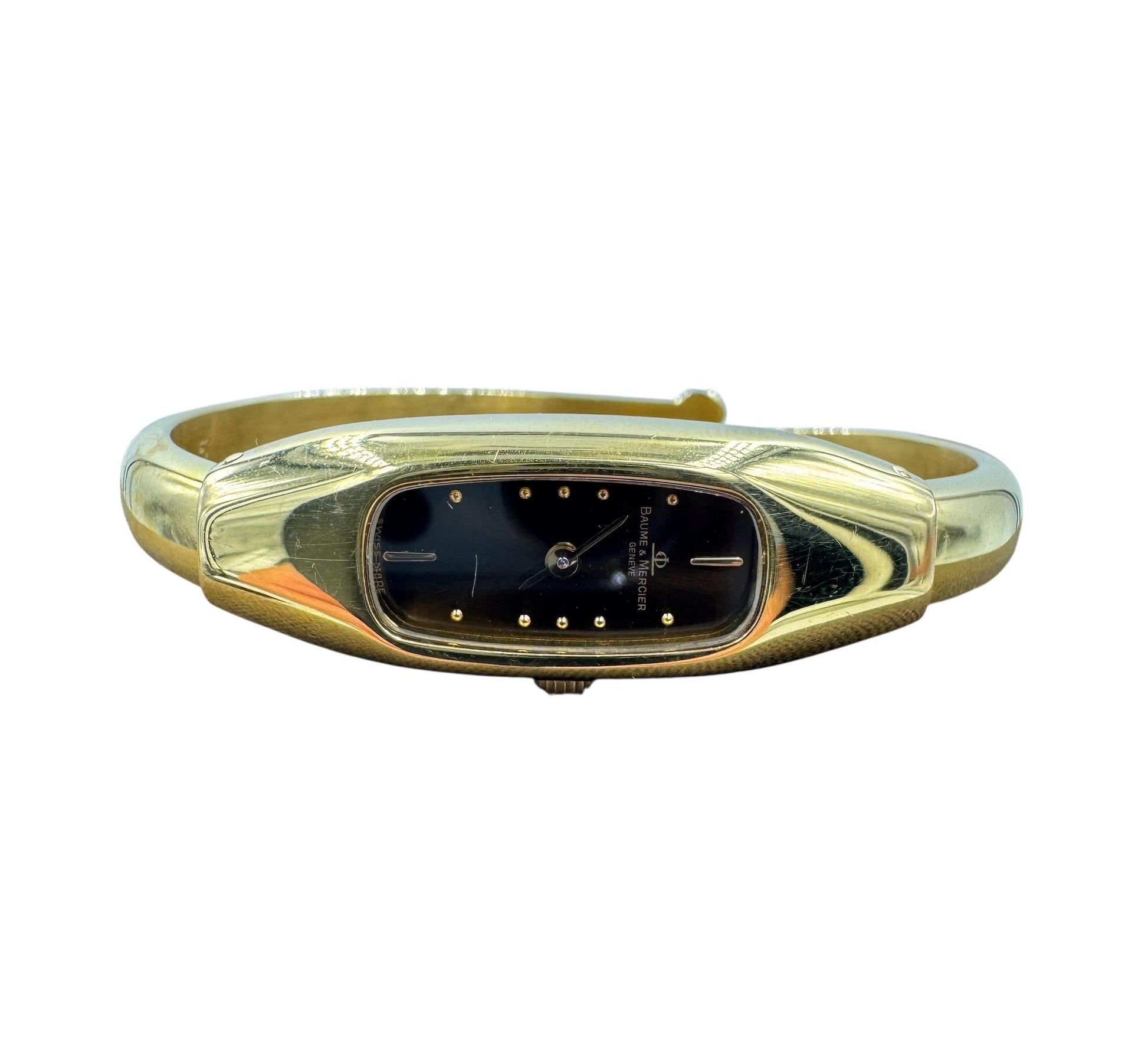 Rare Baume Mercier 18k Gold Quartz Bangle expandable Watch