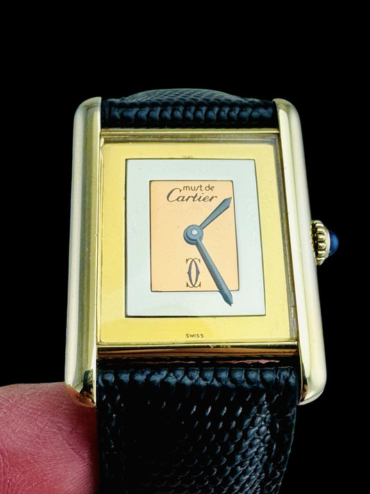 Cartier Must Tank Vermeil Case Manual Wind Womens Watch