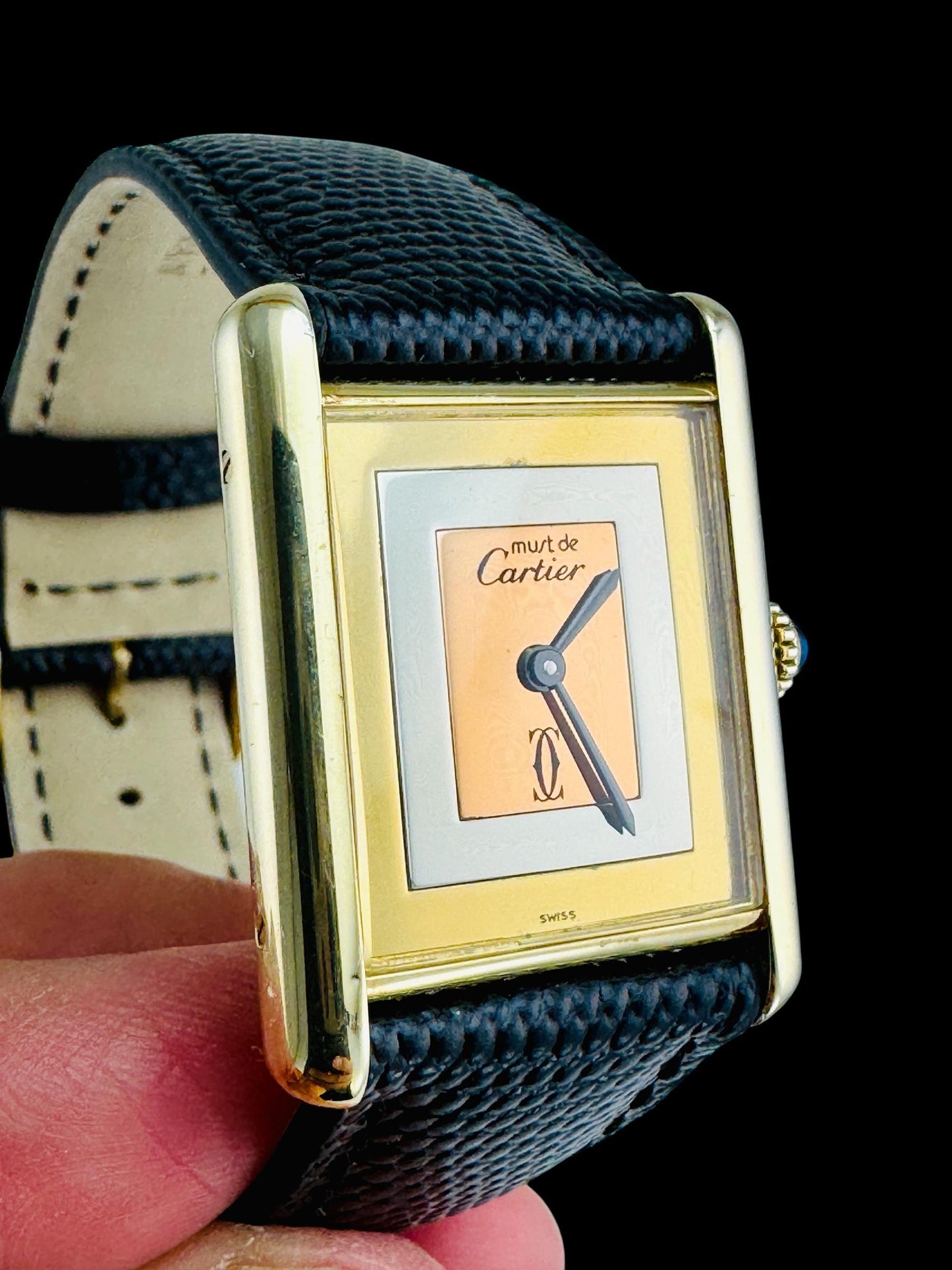 Cartier Must Tank Vermeil Case Manual Wind Womens Watch