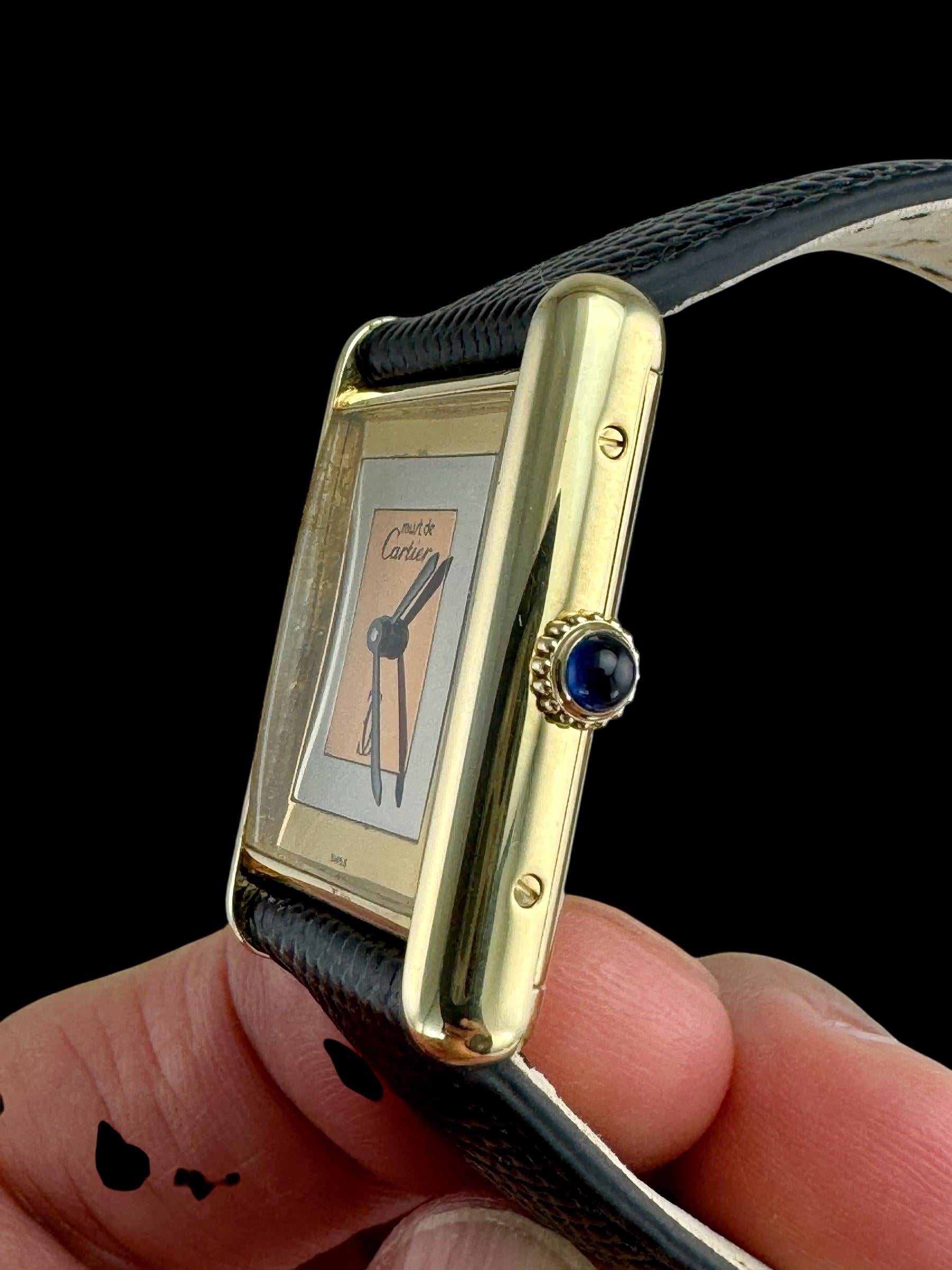 Cartier Must Tank Vermeil Case Manual Wind Womens Watch