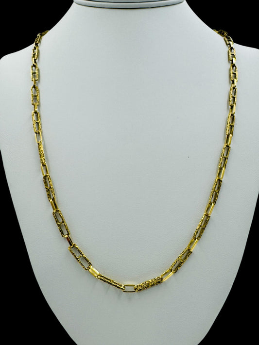 Vintage 18k Gold Italian Textured fancy Link Chain Necklace 30"