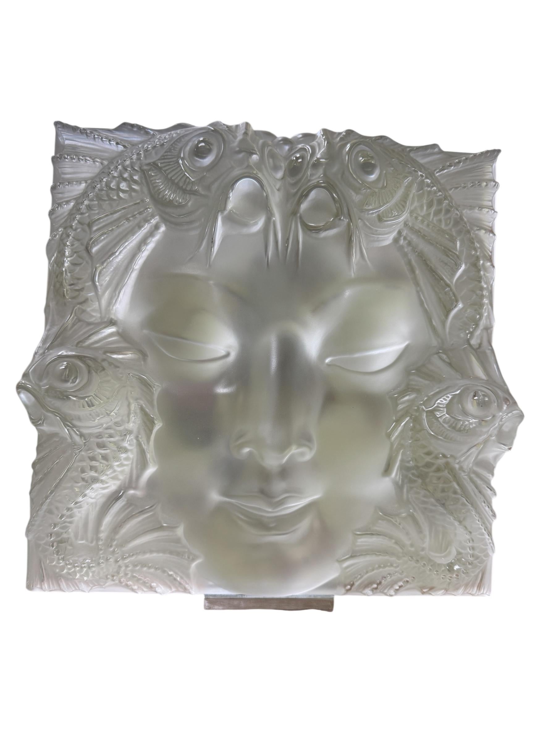 Rene Lalique Masque de femme Plaque with Stand 24”