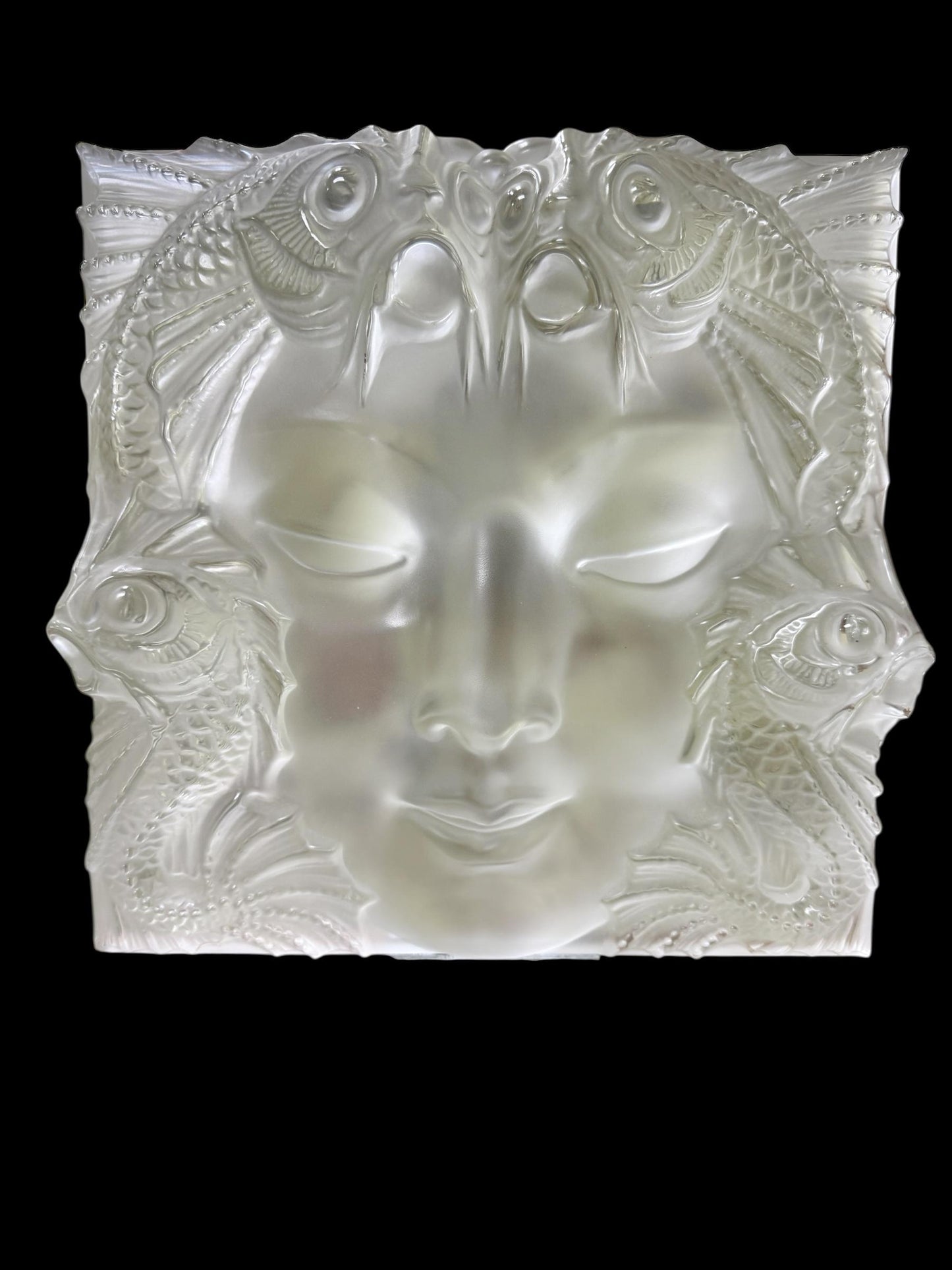 Rene Lalique Masque de femme Plaque with Stand 24”