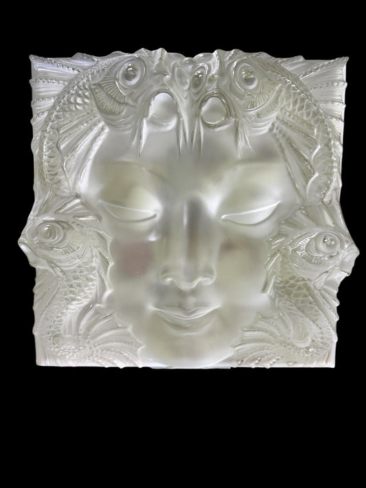 Rene Lalique Masque de femme Plaque with Stand 24”